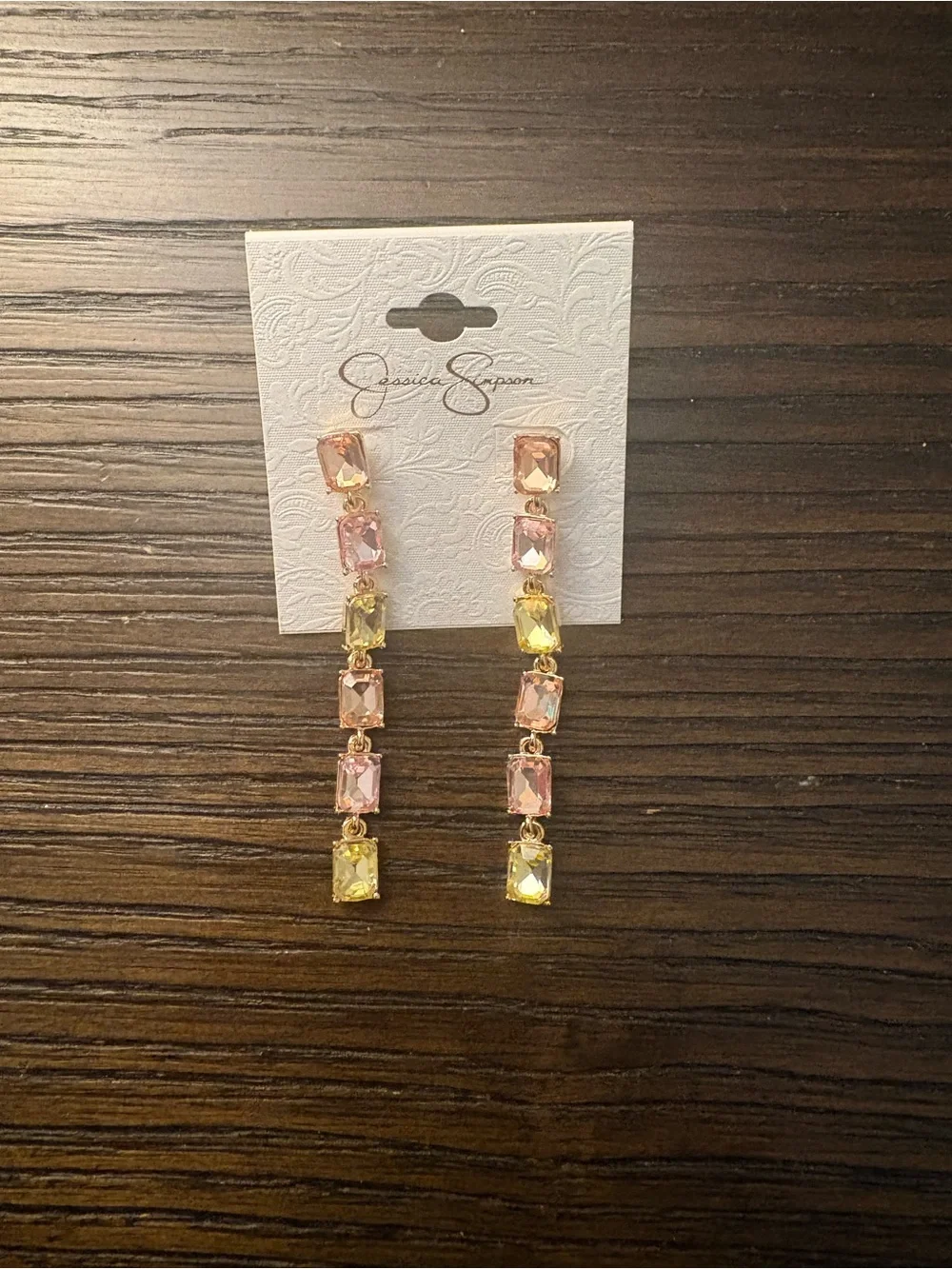NEW Jessica Simpson Pastel Crystal Drop Earrings
